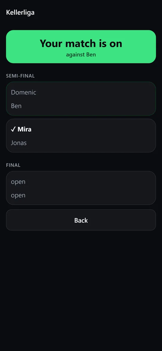 A running tournament with semi-final and final.
